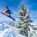 Skiing male jumping over snow down a mountain Thumbnail