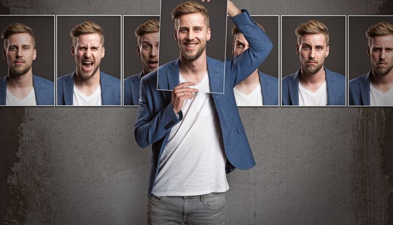Portrait photos of same man with different expressions